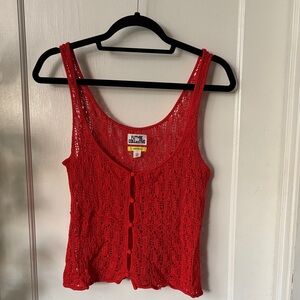 Future Collective Button-Front Crochet Tank Top - Large EUC